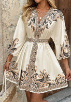 Women Summer Half-Sleeve Lace-Up Dress Women Summer Half-Sleeve Lace-Up Dress