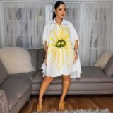 Women Casual Print Turndown Collar Print Dress
