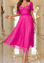 Sexy short-sleeved lace dress summer Low Back Slim Waist dress