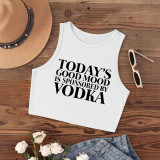 Women Summer Letter Print Crop Tank Top