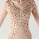 Women lace Beaded Lace-Up Formal Party evening dress