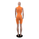 Women's Summer Solid Color Sexy Hollow Short-Sleeve Jumpsuit