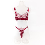 Women Summer Lace Breathable Sexy Lingerie Two Piece Set