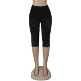 Women's Pockets Ruched Slim Fit Midi Pants