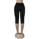 Women's Pockets Ruched Slim Fit Midi Pants