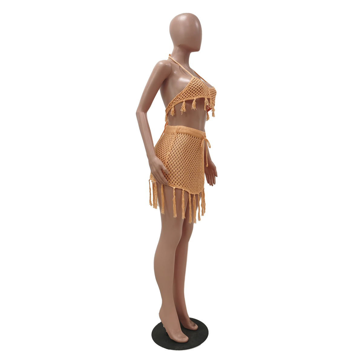 Knitting Mesh Beach Two-Piece Skirt Set