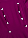 Plus Size Contrast Color Round-Neck Short-Sleeve Elegant Party Cocktail A-Line Dress