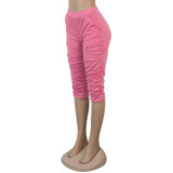 Women's Pockets Ruched Slim Fit Midi Pants