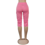 Women's Pockets Ruched Slim Fit Midi Pants