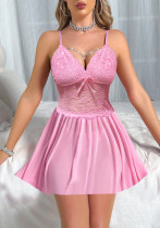 Erotic lingerie Sexy Pink Lace Strap V-neck Night Dress Erotic lingerie Sexy Pink Lace Strap V-neck Night Dress