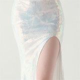 Women cross Lace-Up fishtail evening dress Formal Party evening dress