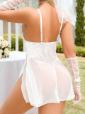 Erotic Transparent lingerie Sexy See Through Mesh Strap Slit Night Dress
