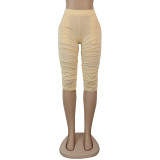 Women's Pockets Ruched Slim Fit Midi Pants