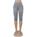 Women's Pockets Ruched Slim Fit Midi Pants