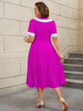 High-Waist Contrast Color A-Line Plus Size Formal Party Cocktail Dress