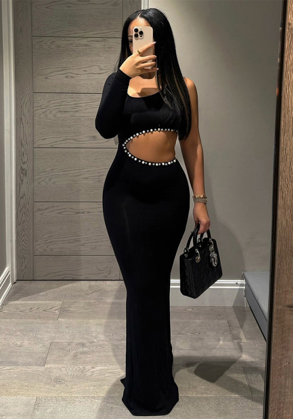 Summer Style Trend Hollow Diamond Single-Sleeve Women's Dress