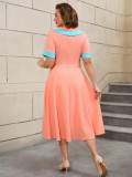 High-Waist Contrast Color A-Line Plus Size Formal Party Cocktail Dress