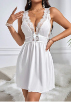 Erotic lingerie Sexy White Lace Patchwork Night Dress Erotic lingerie Sexy White Lace Patchwork Night Dress