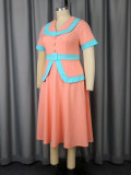 High-Waist Contrast Color A-Line Plus Size Formal Party Cocktail Dress