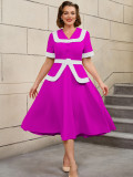 High-Waist Contrast Color A-Line Plus Size Formal Party Cocktail Dress