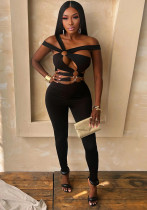 Women's Sleeveless Sexy Hollow Irregular Jumpsuit Women's Sleeveless Sexy Hollow Irregular Jumpsuit