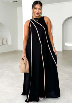 Women Solid Patchwork striped sleeveless dress