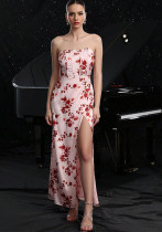 Women Summer Strapless Print Holidays Dress