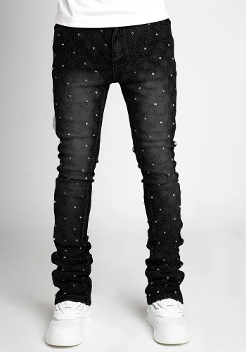 Men's Style Stretch Pearl Denim Straight Pants