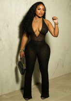 Women sexy Halter Neck V-neck lace See-Through Lace Backless Jumpsuit Women sexy Halter Neck V-neck lace See-Through Lace Backless Jumpsuit
