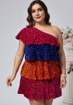 Plus Size Women Slash Shoulder Elegant Dress