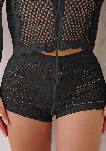 Women Summer Sexy Hollow Lace Lace-Up Shorts Beach pants