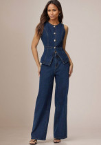 Women Summer Casual Tank Top and Pants Denim two-piece set Women Summer Casual Tank Top and Pants Denim two-piece set