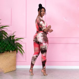 Women's Fashionable casual printed loose T-shirt and trousers two-piece set