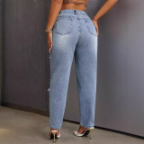 Women's slim fit ripped tight denim pants
