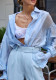 Women's fashion casual long-sleeved solid color shirt chic career top