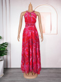 Plus Size Women Off-shoulder Spring and Summer African Print Bubble Bead Maxi Dress