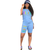 Summer fashionable solid color two-piece fashion casual shorts set