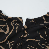 Plus Size African Women Long Sleeve Elegant Print Chiffon Maxi Dress