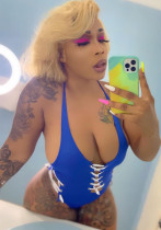 Women's sexy solid color Halter Neck one-piece hollow swimsuit Women's sexy solid color Halter Neck one-piece hollow swimsuit