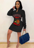 Women's Autumn and Winter casual letter print dress