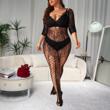 Plus Size women's hollow jacquard sexy lingerie