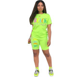 Summer fashionable solid color two-piece fashion casual shorts set