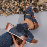Spring Summer Plus Size women's wedge heel open toe outdoor wear slippers