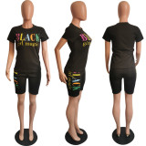 Summer fashionable solid color two-piece fashion casual shorts set