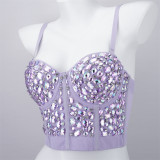 Women Nightclub Strapless Beaded diamond suspender top