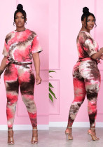 Women's Fashionable casual printed loose T-shirt and trousers two-piece set Women's Fashionable casual printed loose T-shirt and trousers two-piece set