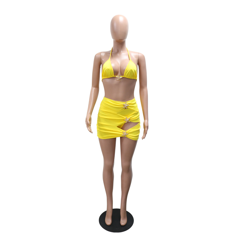 Three-Piece Bikini & Skirt Swimsuit Set for Beach Holidays