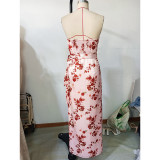 Women Summer Strapless Print Holidays Dress