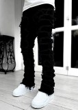 Men's Street Stretch Patch Denim Straight Pants
