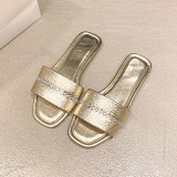 Women's summer outdoor wear rhinestone flip flops and flat slippers